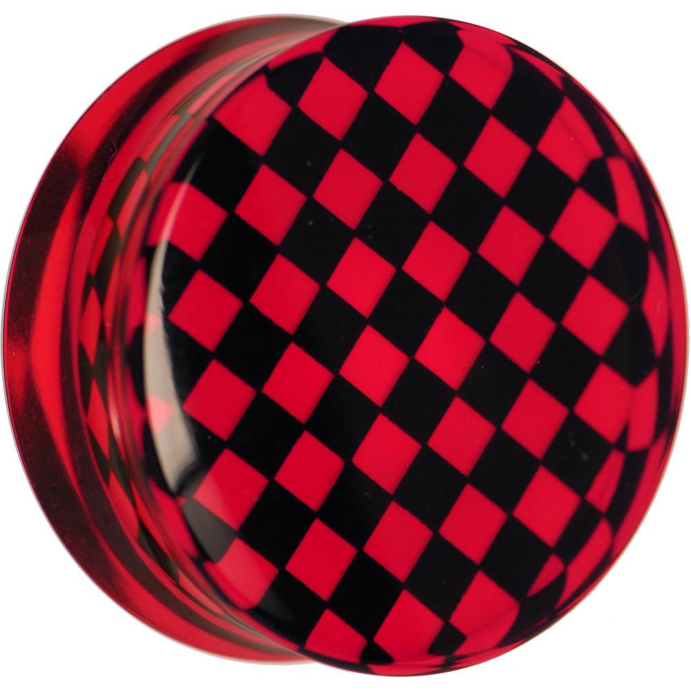 Red and Black Checker Inlayed Saddle Plug 2G to 30mm