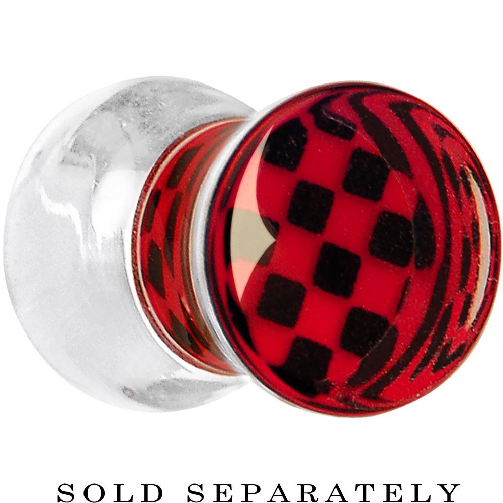 Red and Black Checker Inlayed Saddle Plug 2G to 30mm