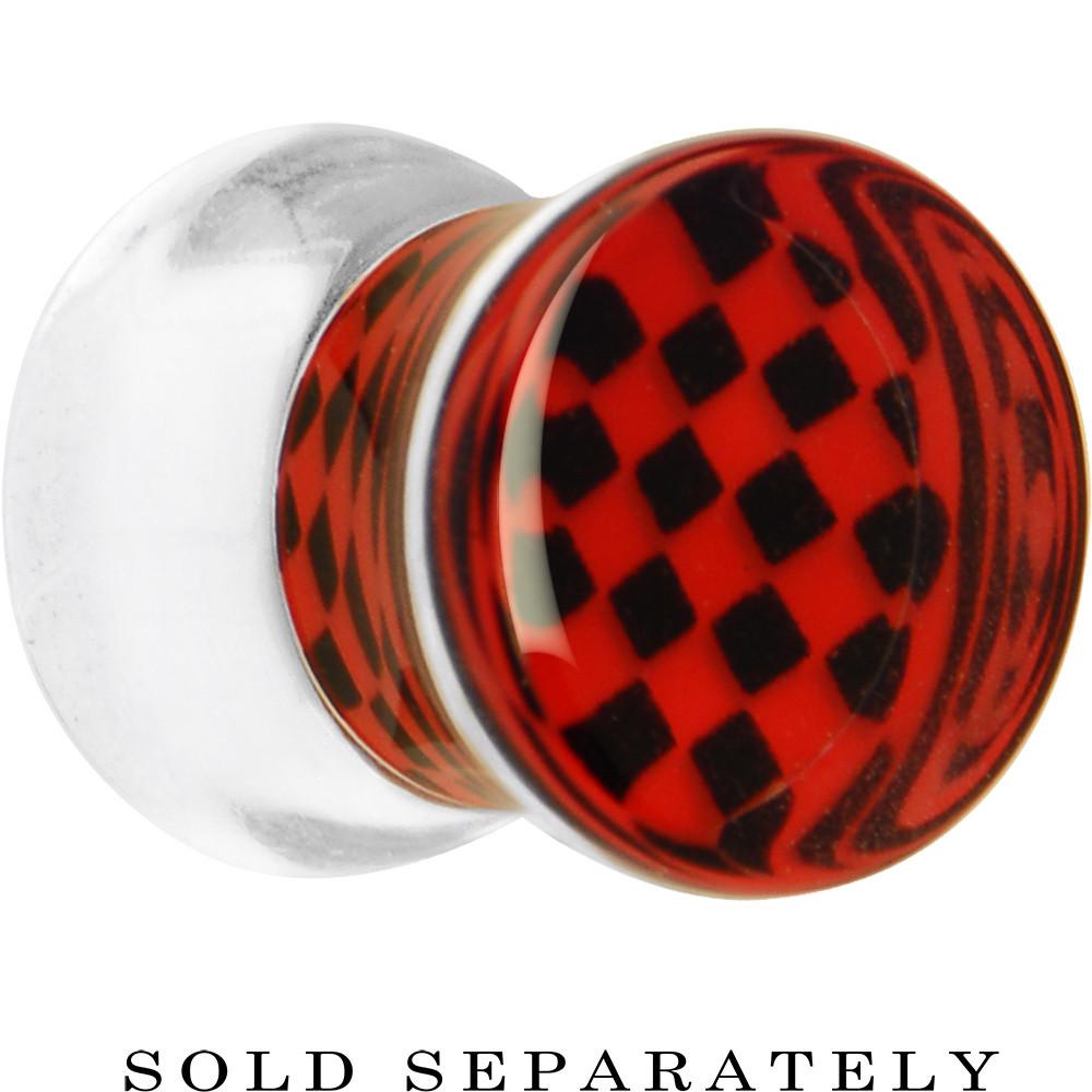Red and Black Checker Inlayed Saddle Plug 2G to 30mm