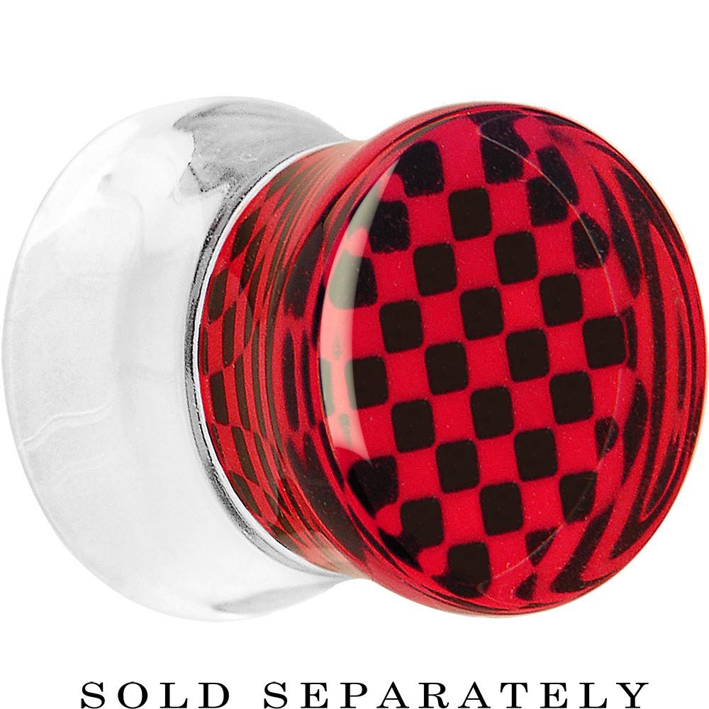 Red and Black Checker Inlayed Saddle Plug 2G to 30mm