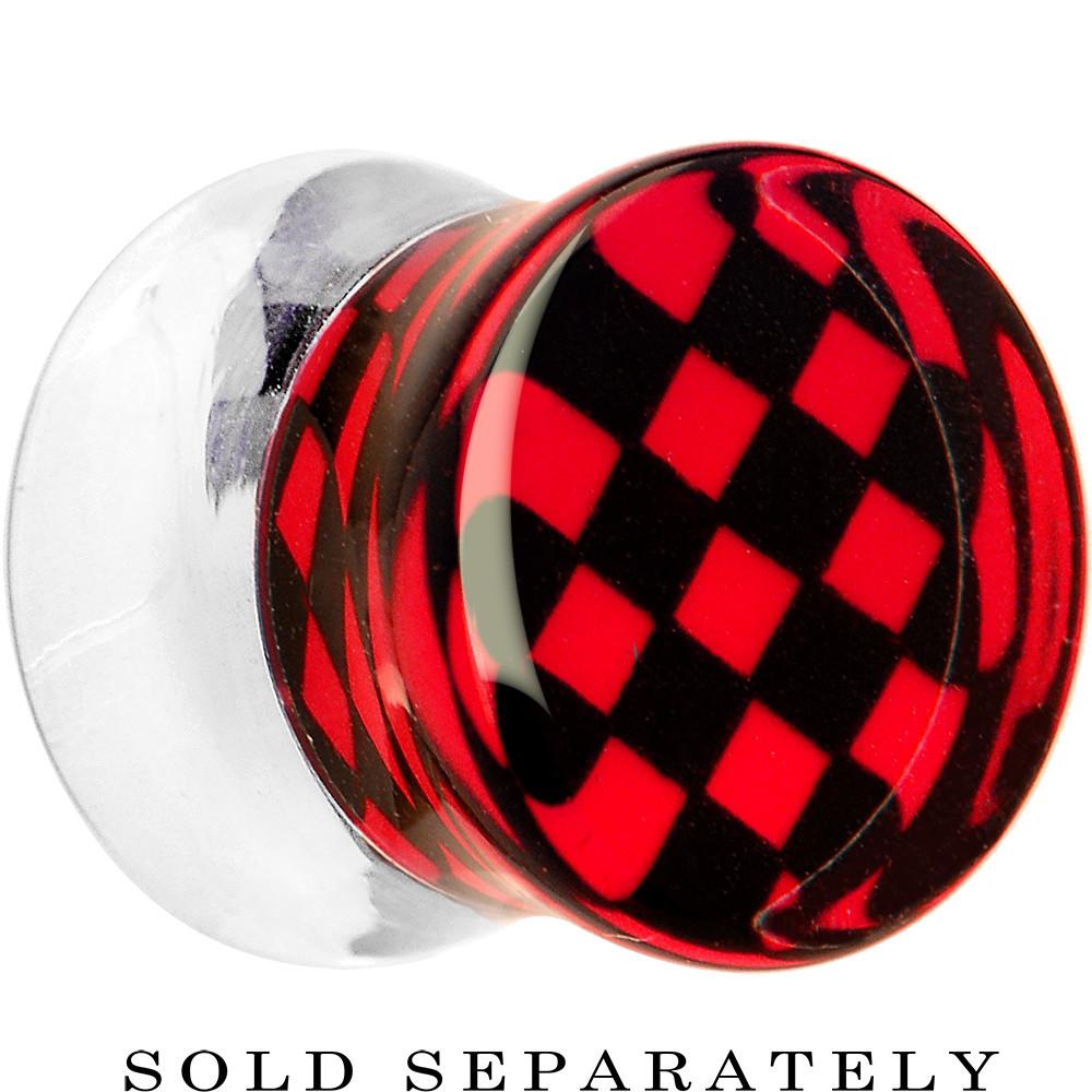 Red and Black Checker Inlayed Saddle Plug 2G to 30mm