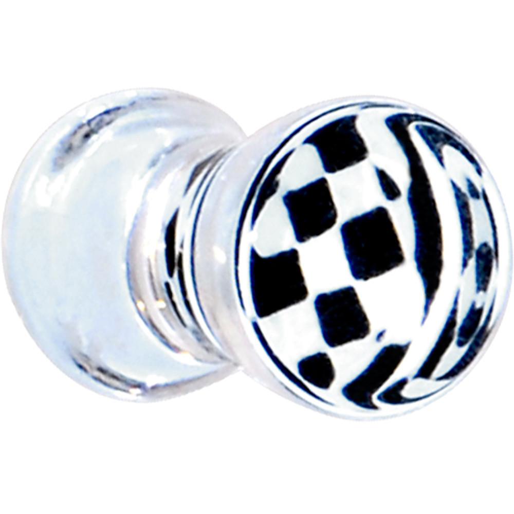 Black and White Checker Inlayed Saddle Plug 2G to 20mm