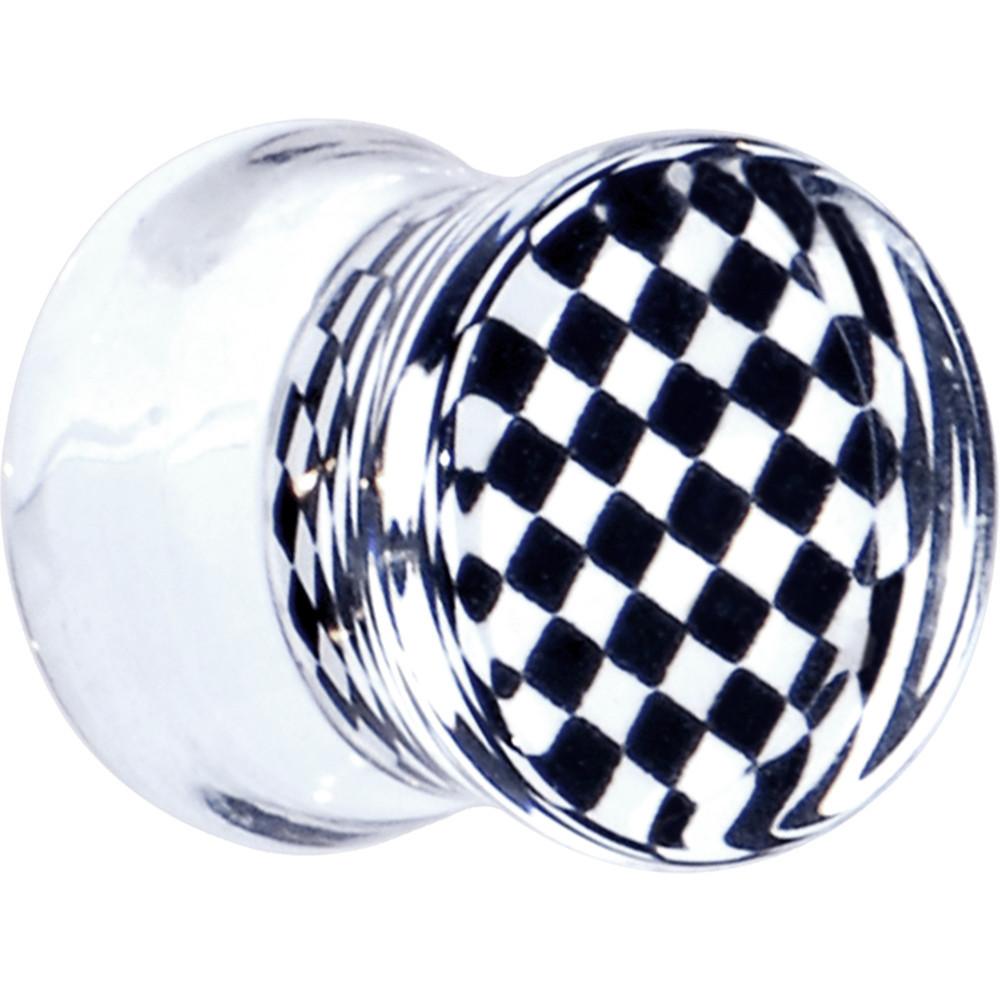 Black and White Checker Inlayed Saddle Plug 2G to 20mm