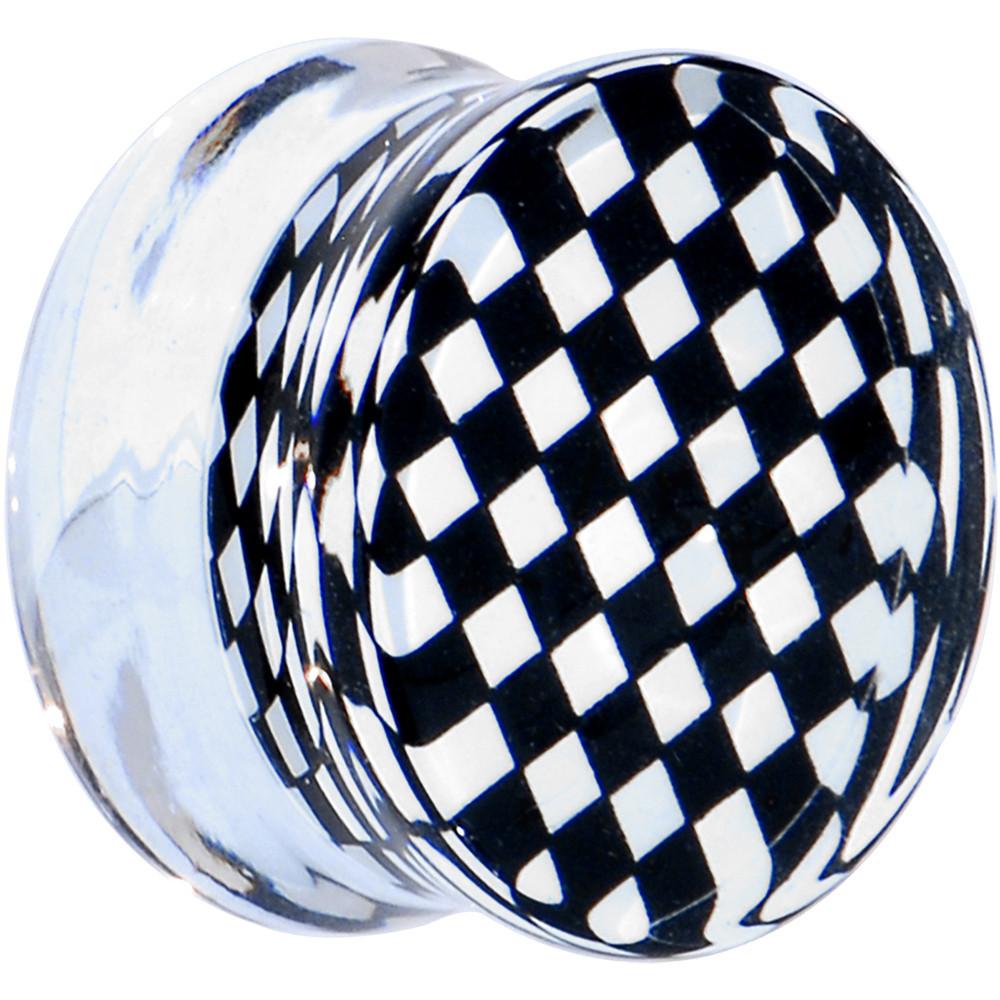 Black and White Checker Inlayed Saddle Plug 2G to 20mm