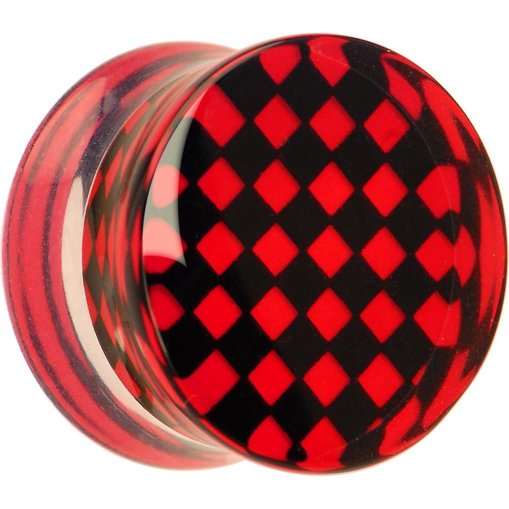 Red and Black Checker Inlayed Saddle Plug 2G to 30mm