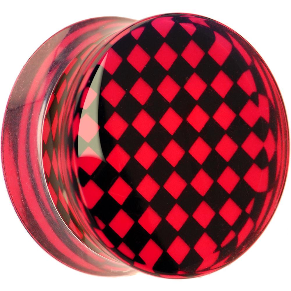 Red and Black Checker Inlayed Saddle Plug 2G to 30mm