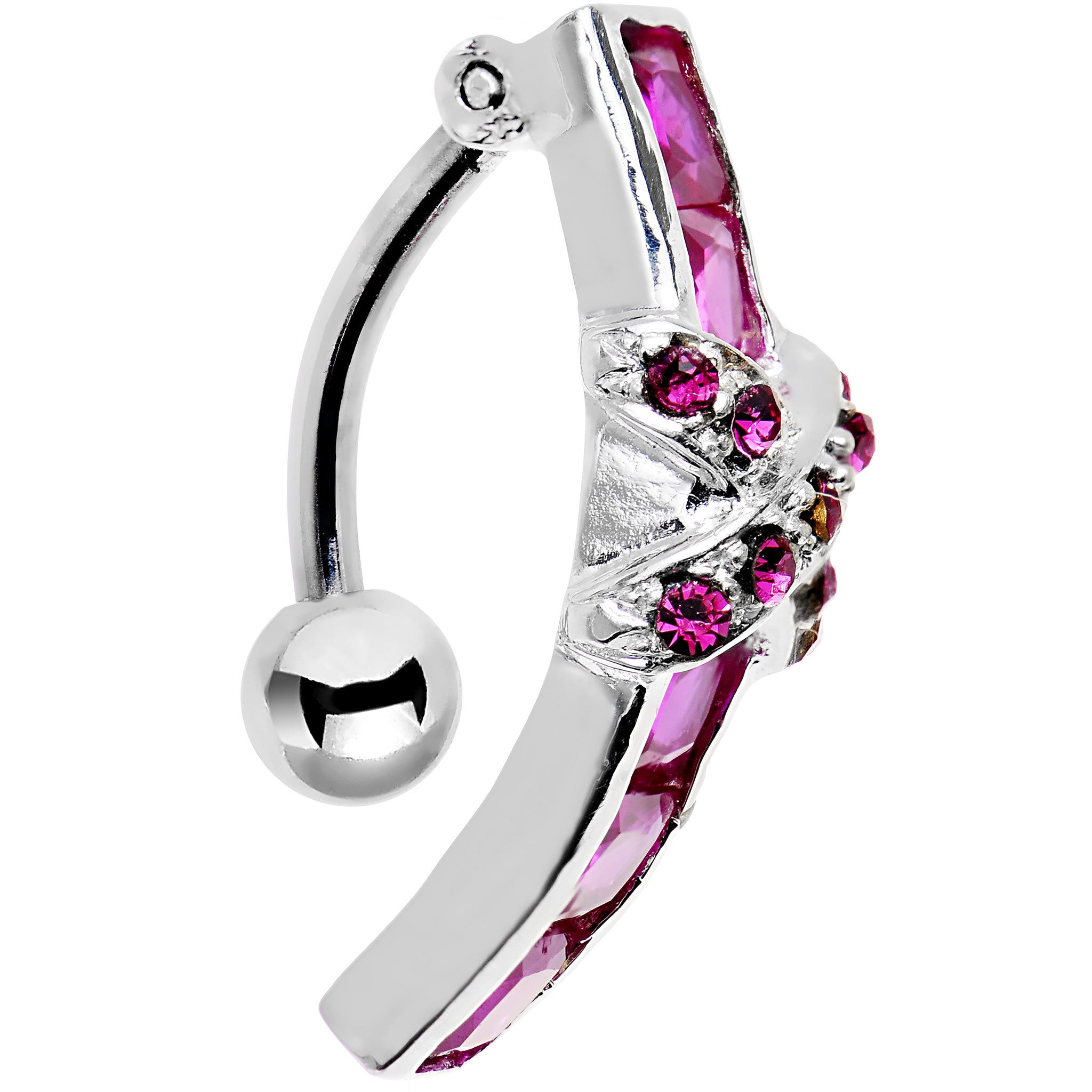 Top Mount Sterling Silver 925 Siam Red X Cubic Zirconia Belly Ring