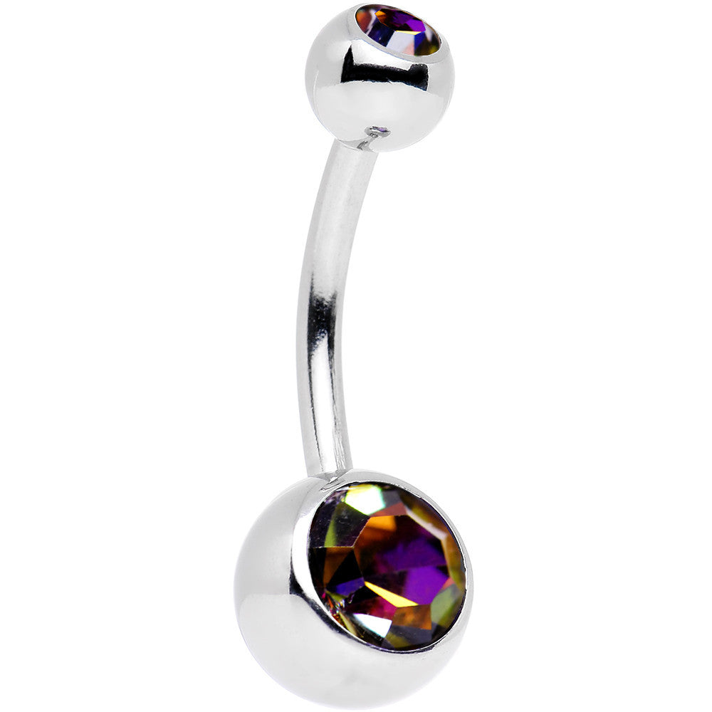 Crystal Volcano Double Gem Belly Ring Created with Crystals