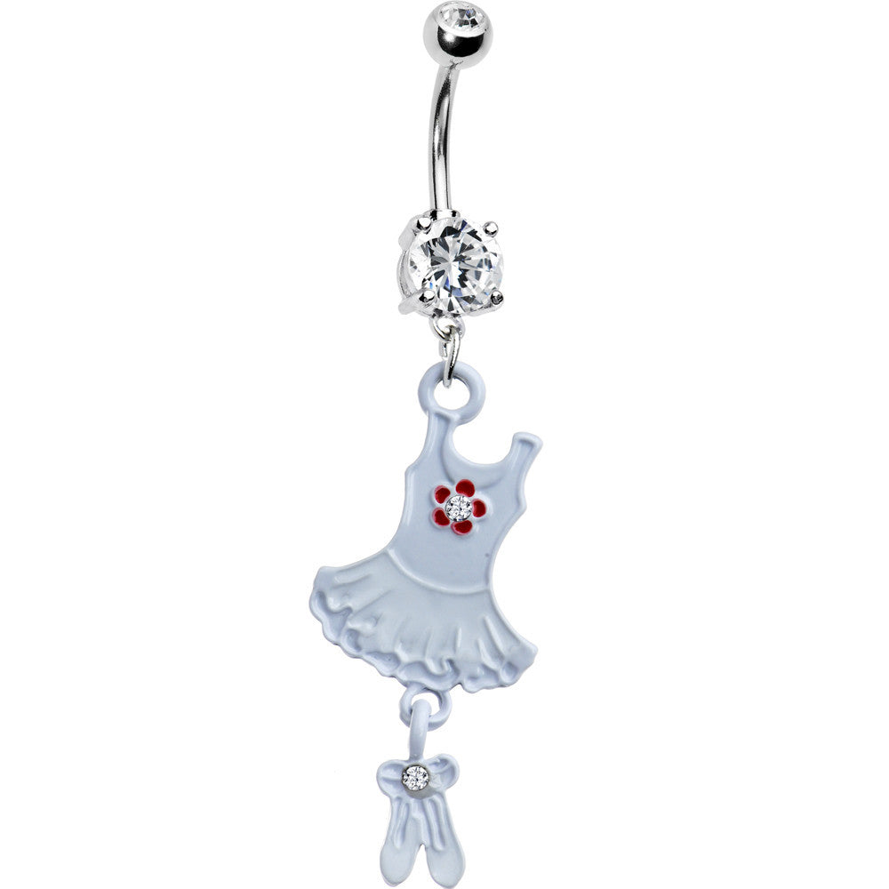 Clear Cubic Zirconia Tutu Ballerina Belly Ring