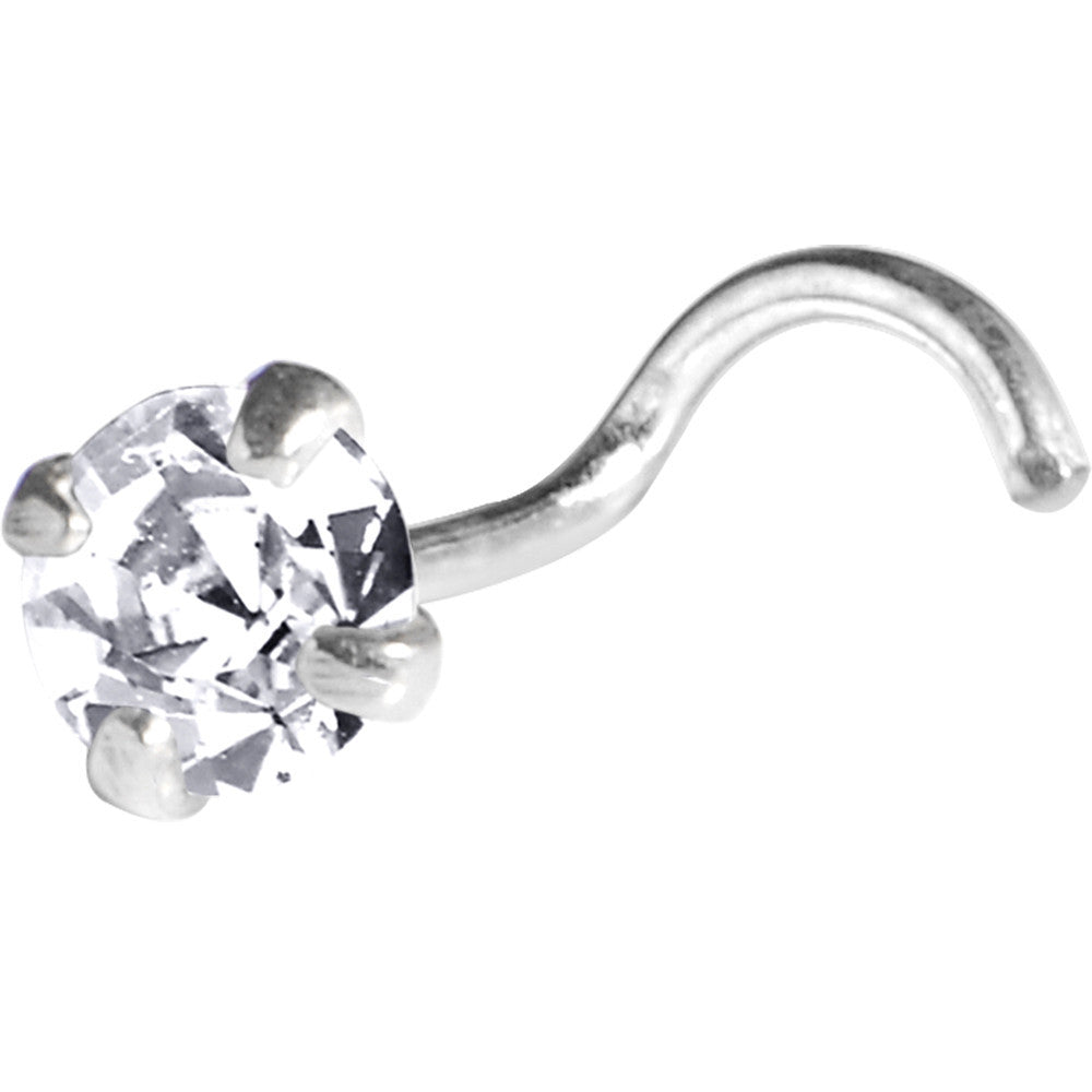 Sterling Silver 925 Clear CZ Solitiare Nose Ring