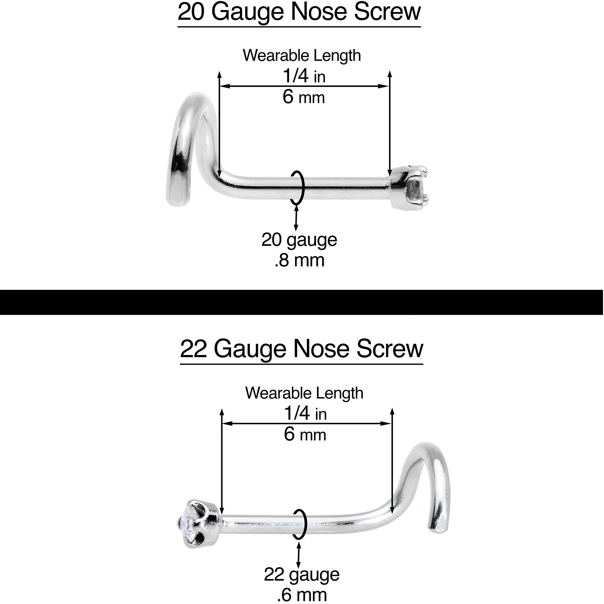 Sterling Silver 925 Clear CZ Heart Nose Ring