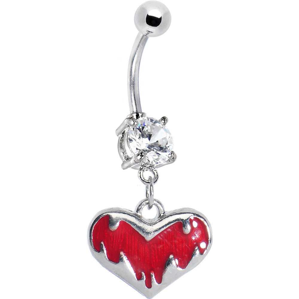 Crystalline Gem Jagged Red Heart Belly Ring