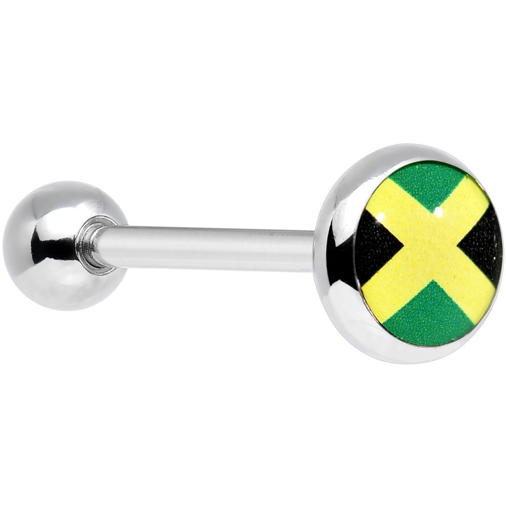 Stainless Steel Jamaican Flag Barbell Tongue Ring