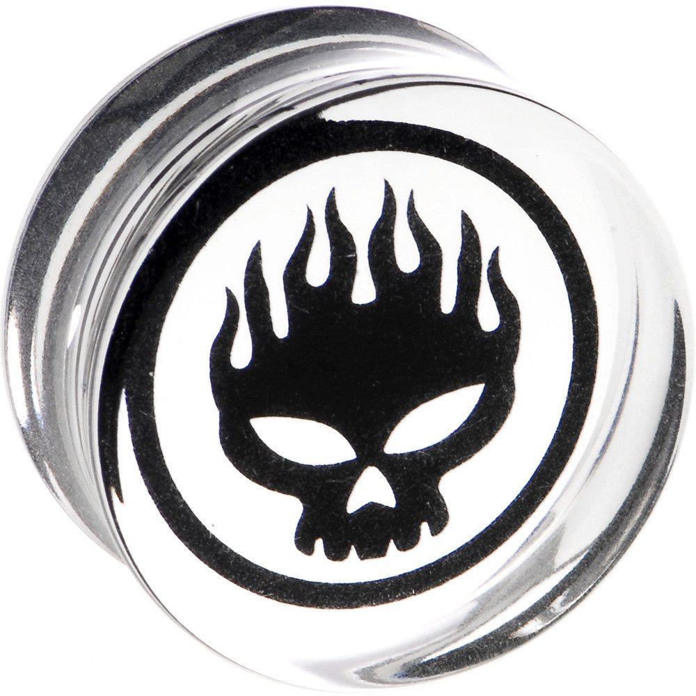 7/8 Acrylic Photo Inlay Flaming Skull Plug