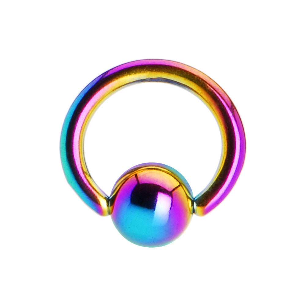16 Gauge 1/4 Rainbow Anodized Titanium Ball Captive Ring