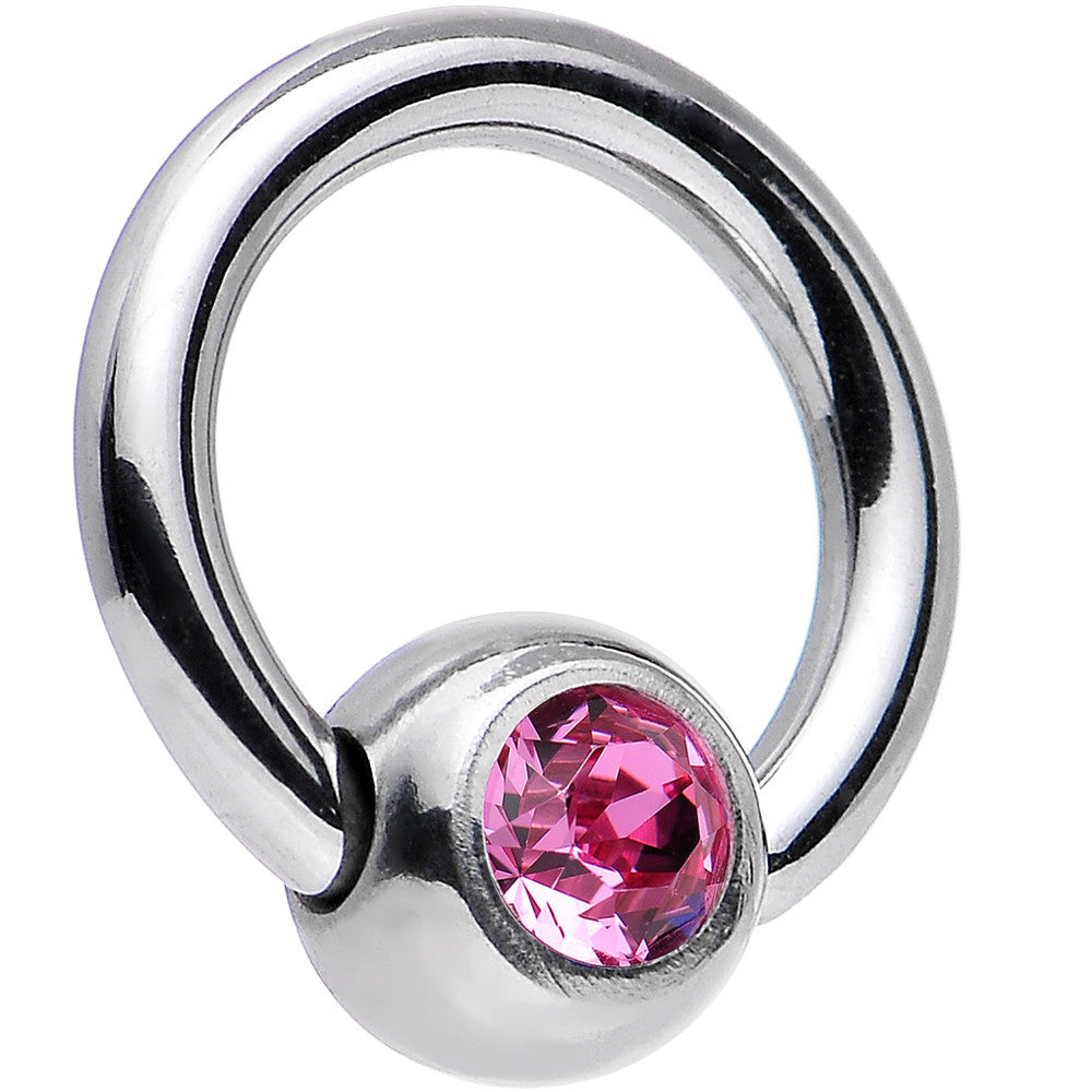 16G 1/4 Rose BCR Captive Ring Created with Crystals