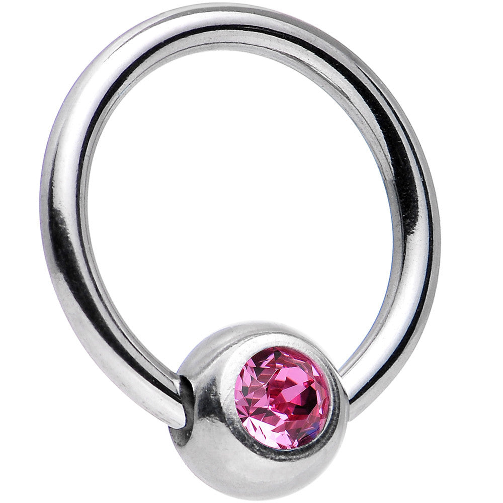 16G 5/16 Rose BCR Captive Ring Created with Crystals