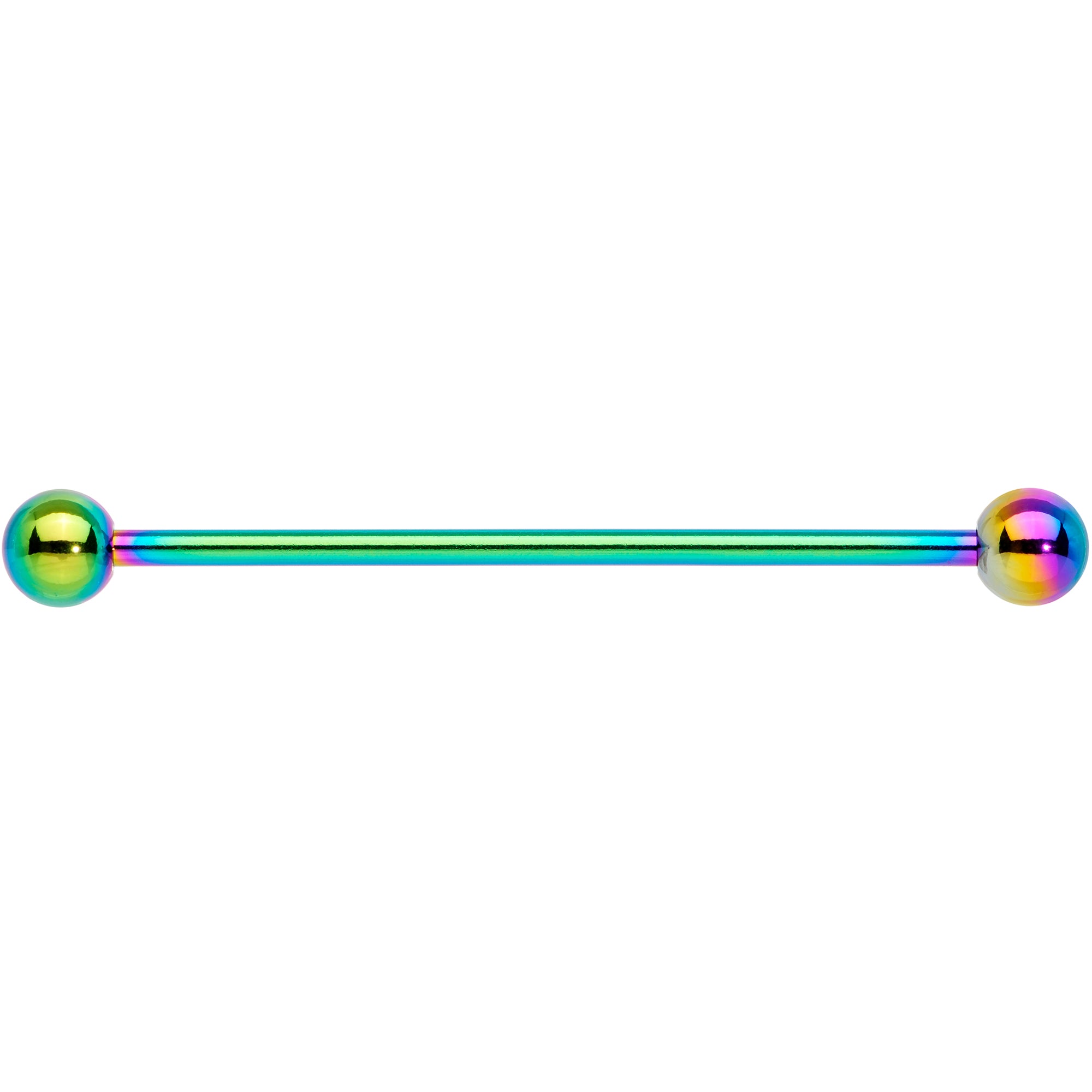 14G Rainbow Anodized Titanium Industrial Barbell Earring