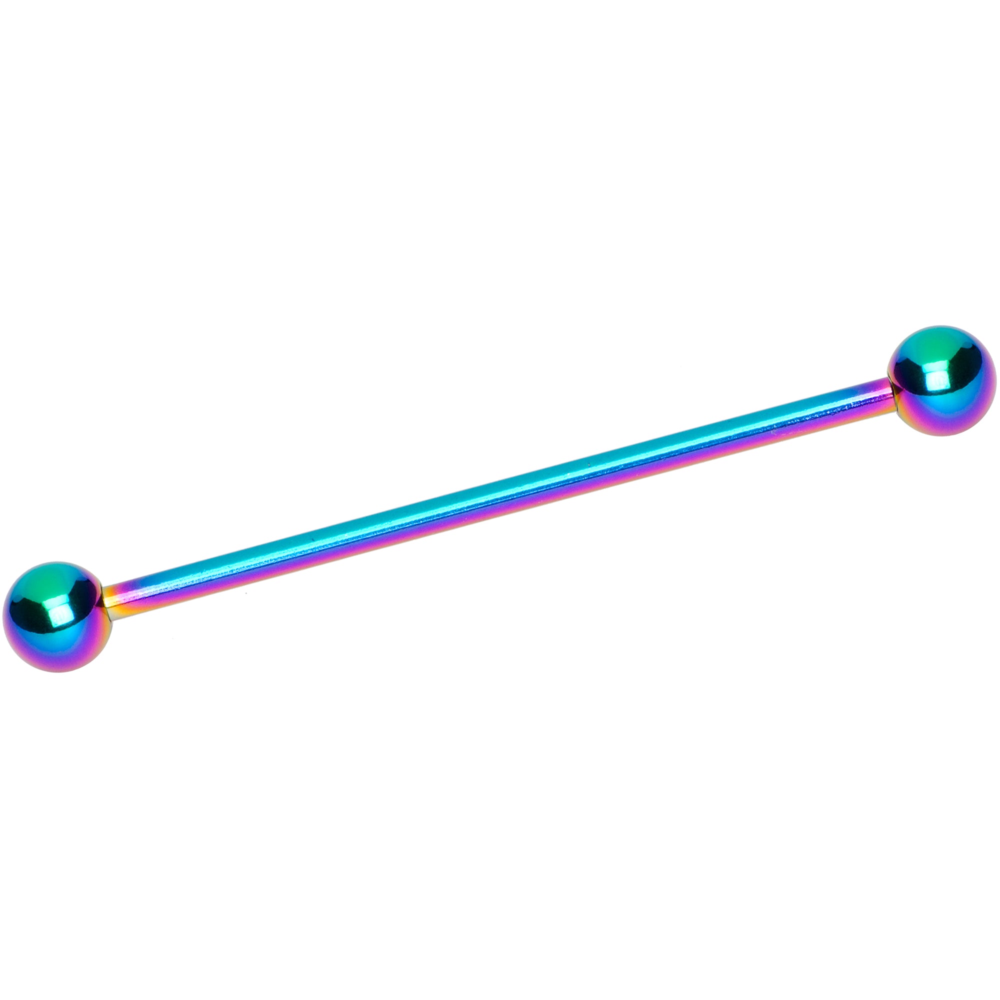 14G Rainbow Anodized Titanium Industrial Barbell Earring