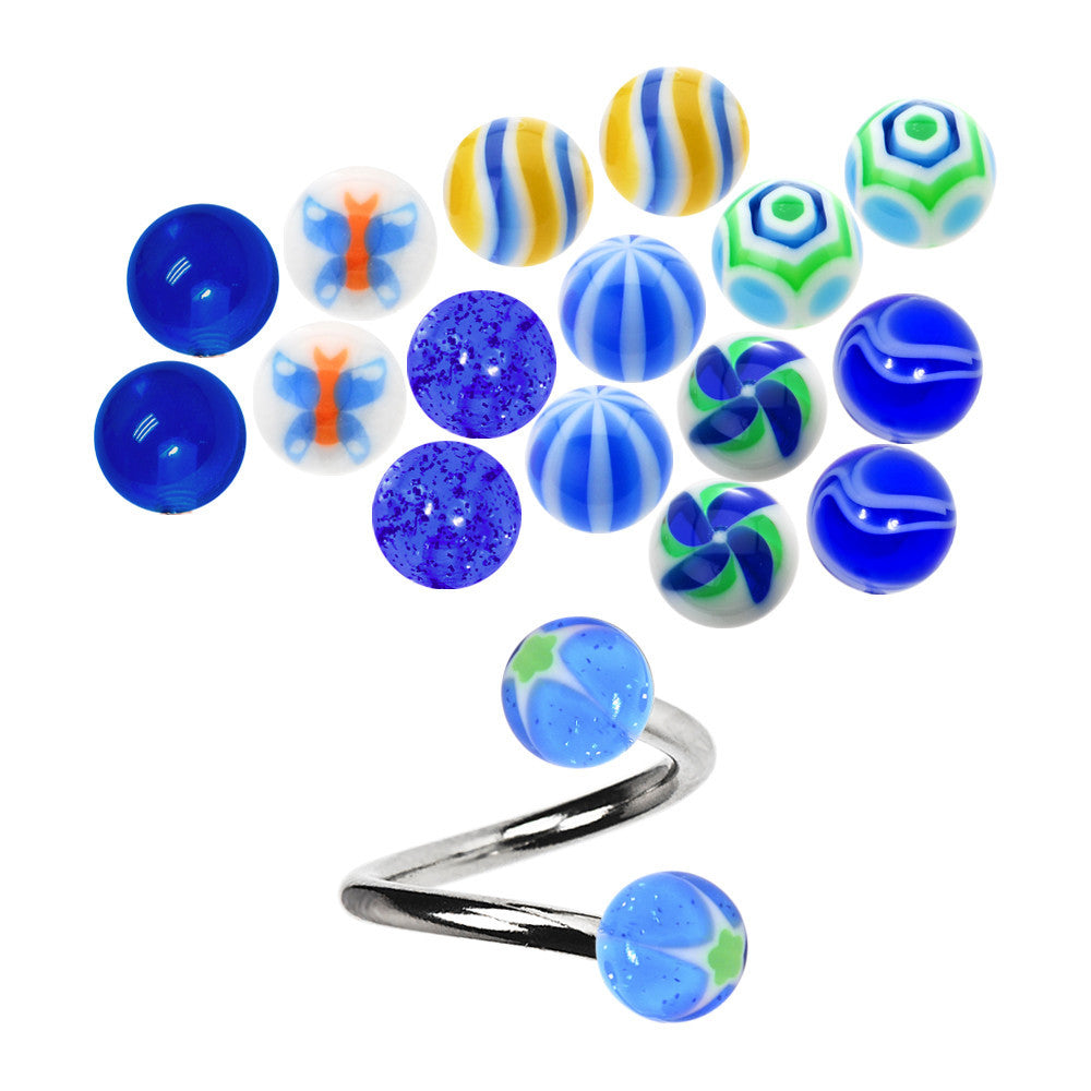 14Ga Multi Blue 10 Pair Interchangeable Spiral Belly Pack Set