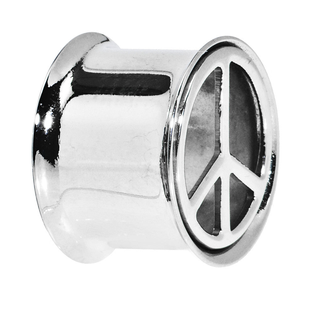 5/8 Stainless Steel Double Flare Peace Symbol Tunnel