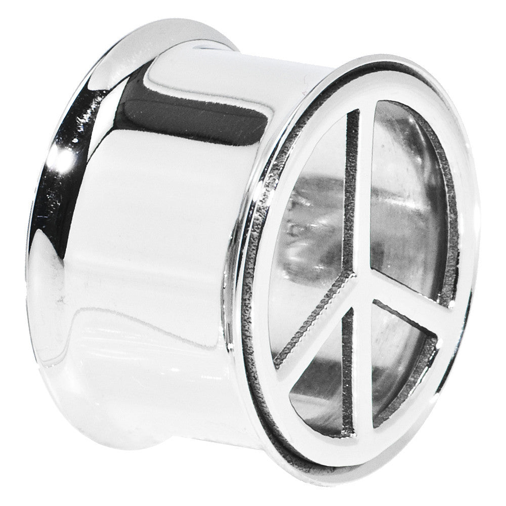 3/4 Stainless Steel Double Flare Peace Symbol Tunnel