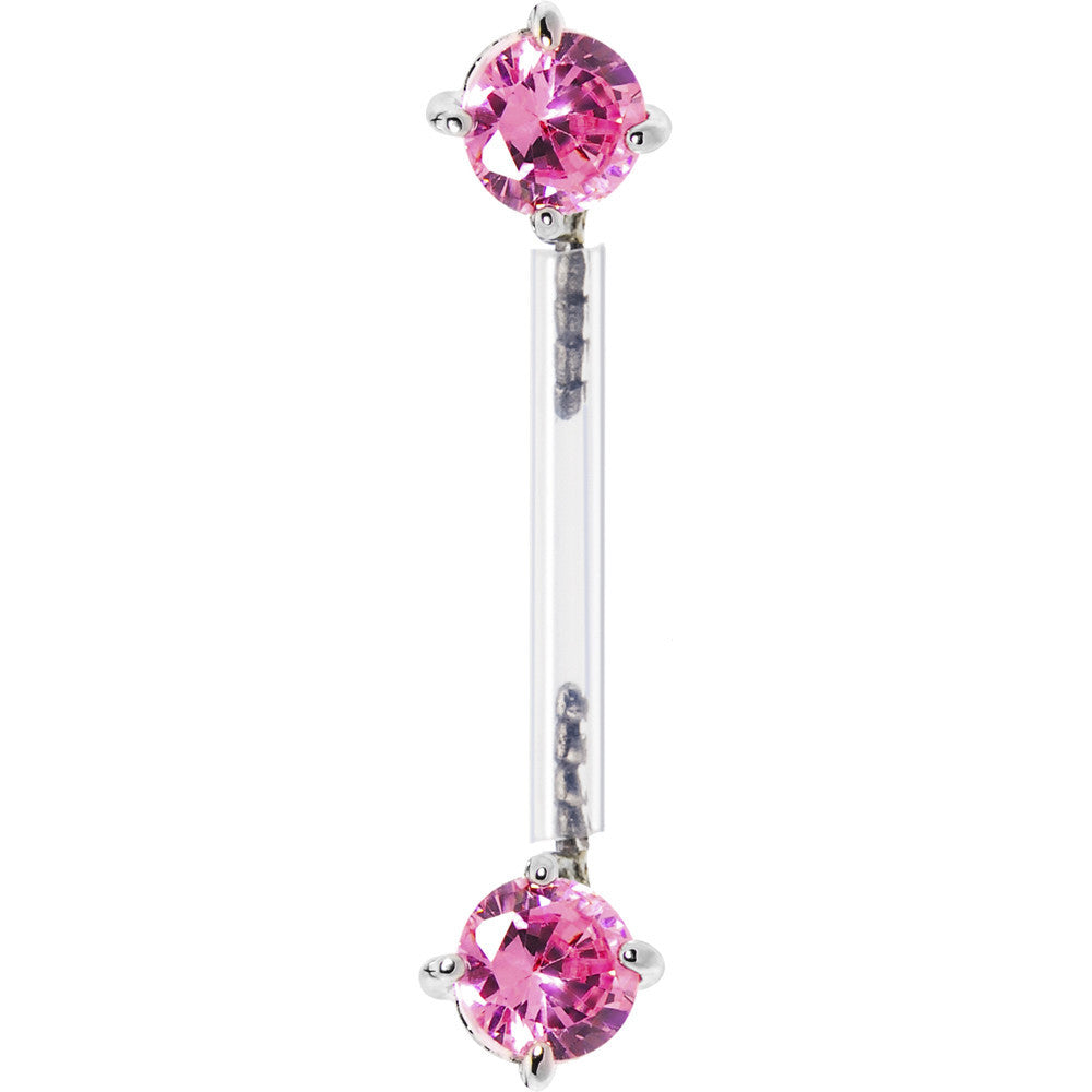 Pink Cubic Zirconia Bioplast Intimate Piercing
