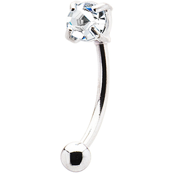 Silver 925 Clear Crystal Eyebrow Ring BodyCandy