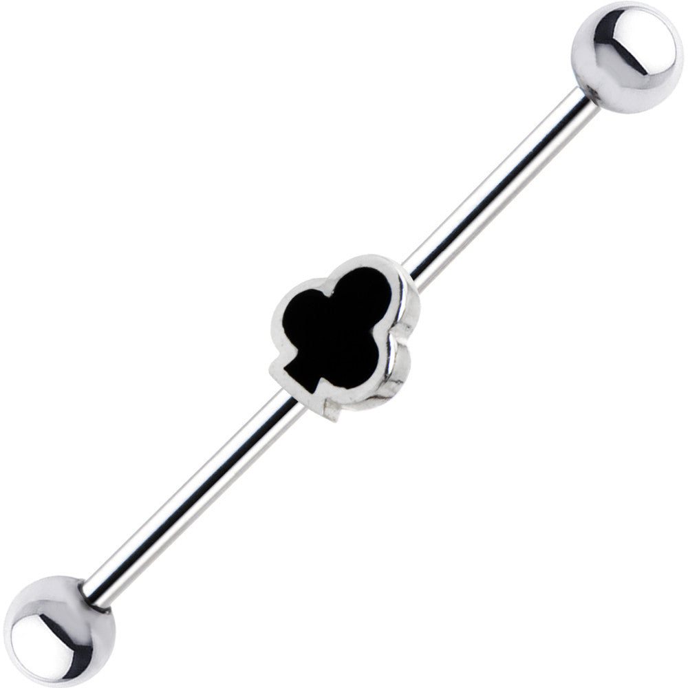 Surgical Steel Sterling Black Club Industrial Barbell Earring