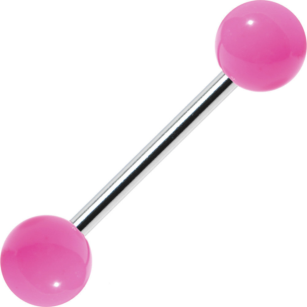 Pink Neon Barbell Tongue Ring