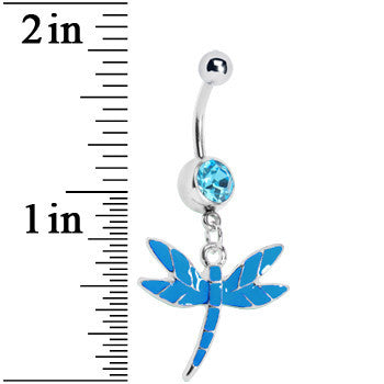 Blue Gem Enamel Dragonfly Belly Ring