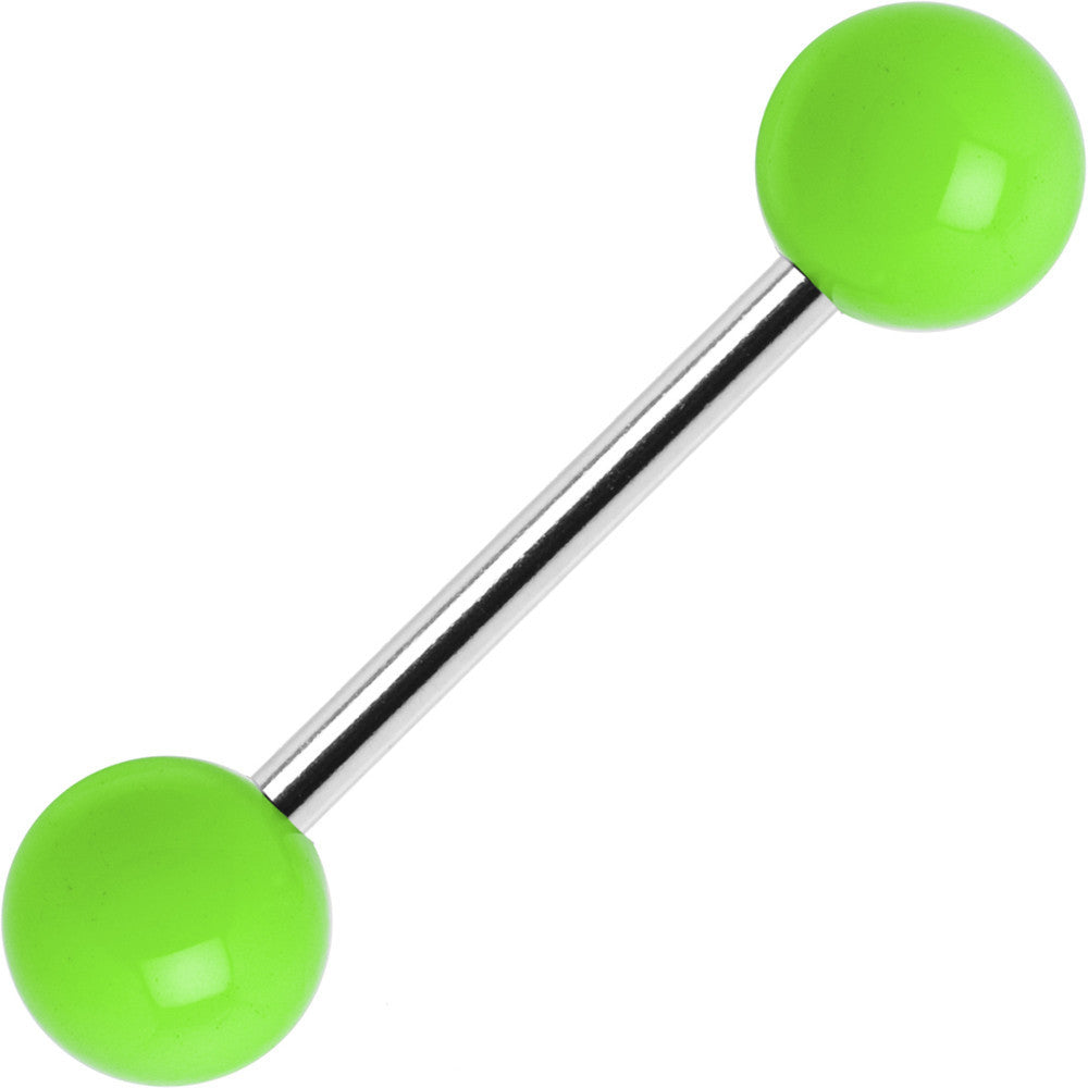 Green Neon Barbell Tongue Ring