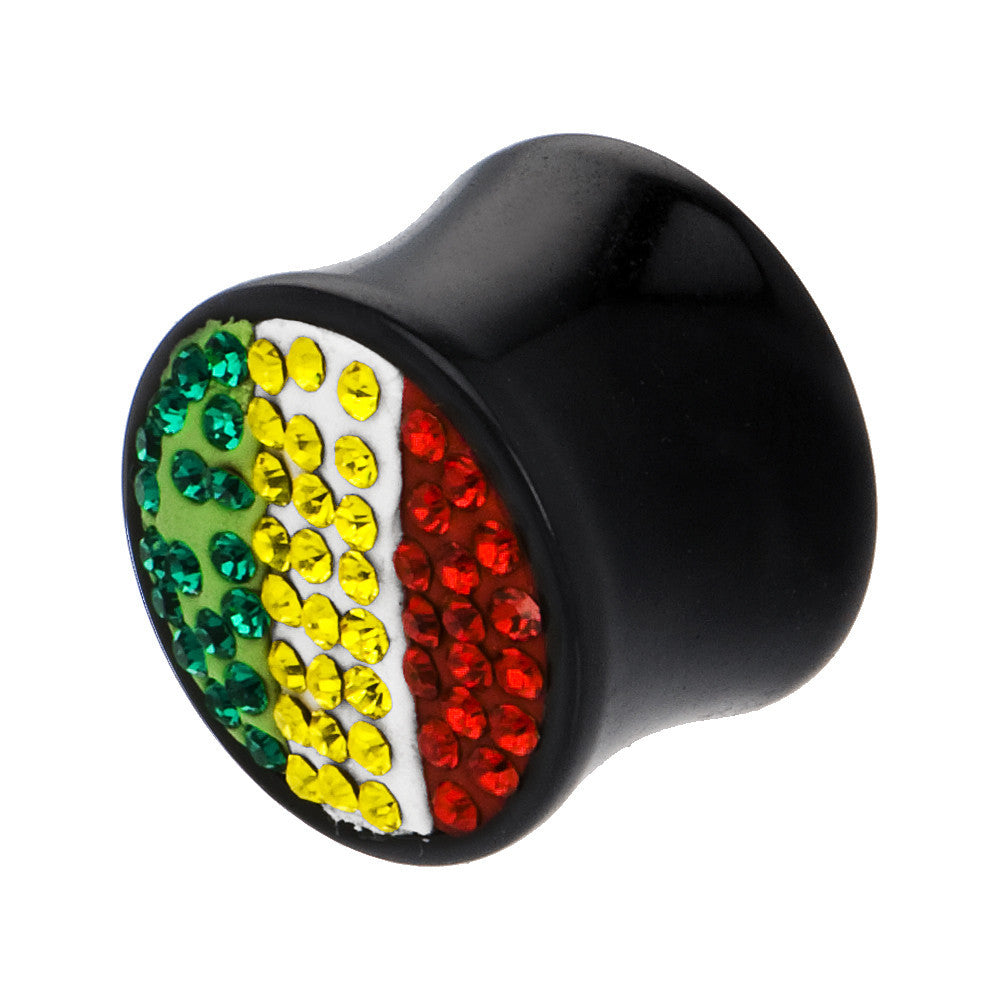 9/16G Crystal Rasta Saddle Plug
