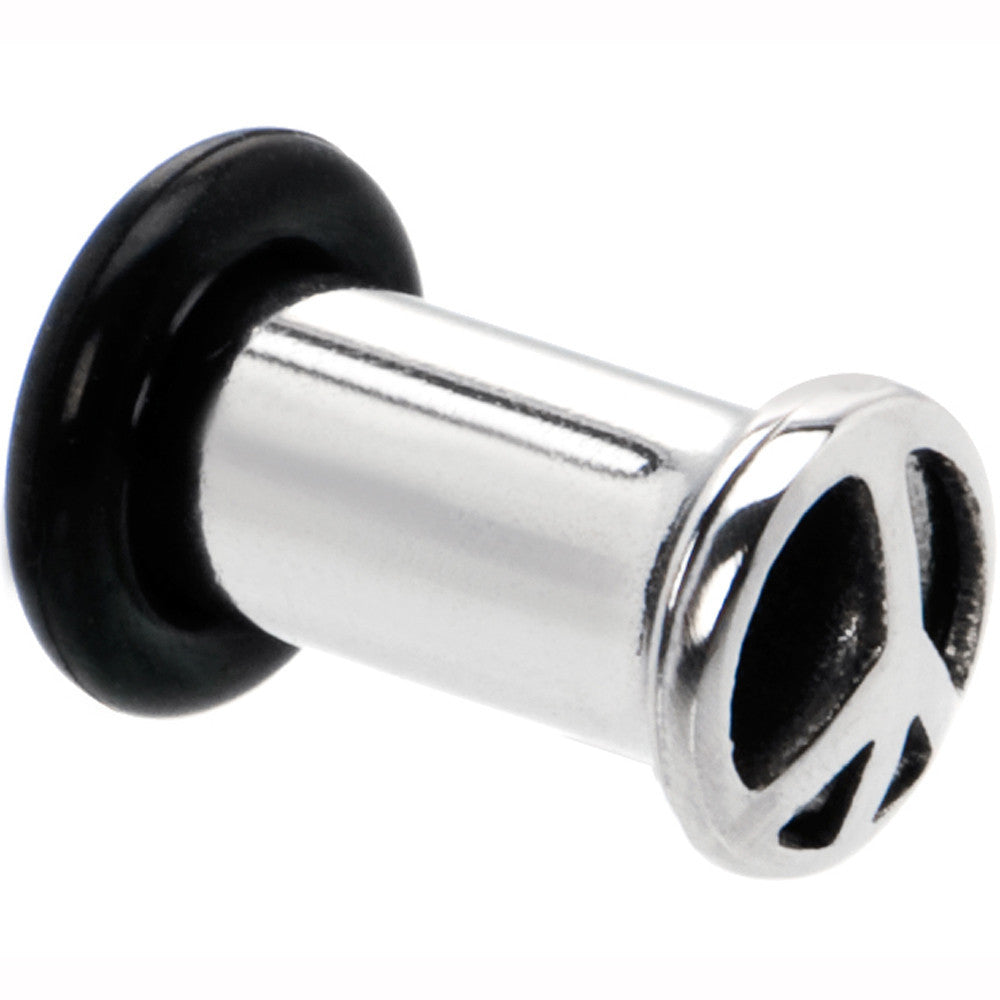 4G Stainless Steel Single Flare Peace Sign Plug