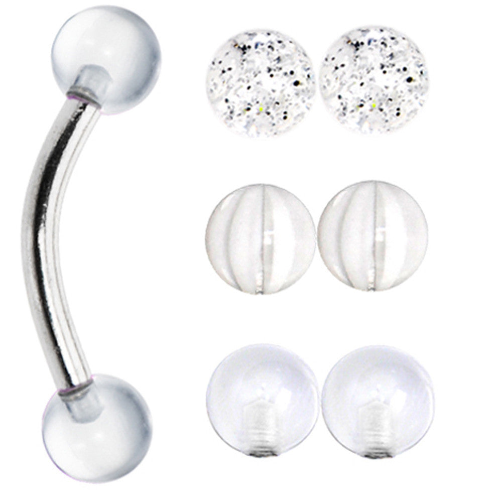 16G Clear Ball 4 Pair Interchangeable Eyebrow Pack Set