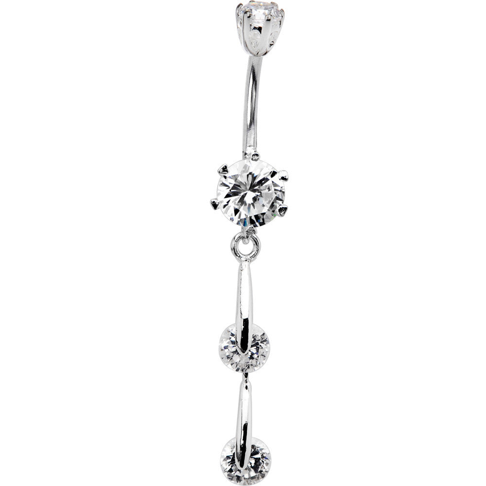 925 Sterling Silver Clear CZ Divalicious Drop Belly Ring