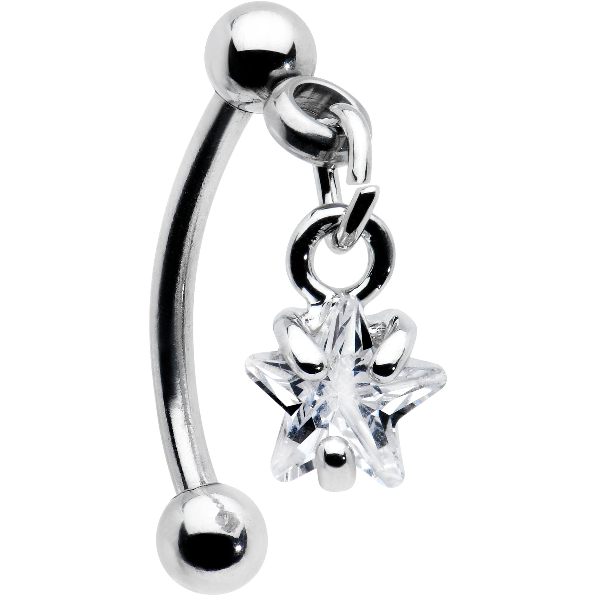 Top Down Clear Gem Dangle Star Eyebrow Ring