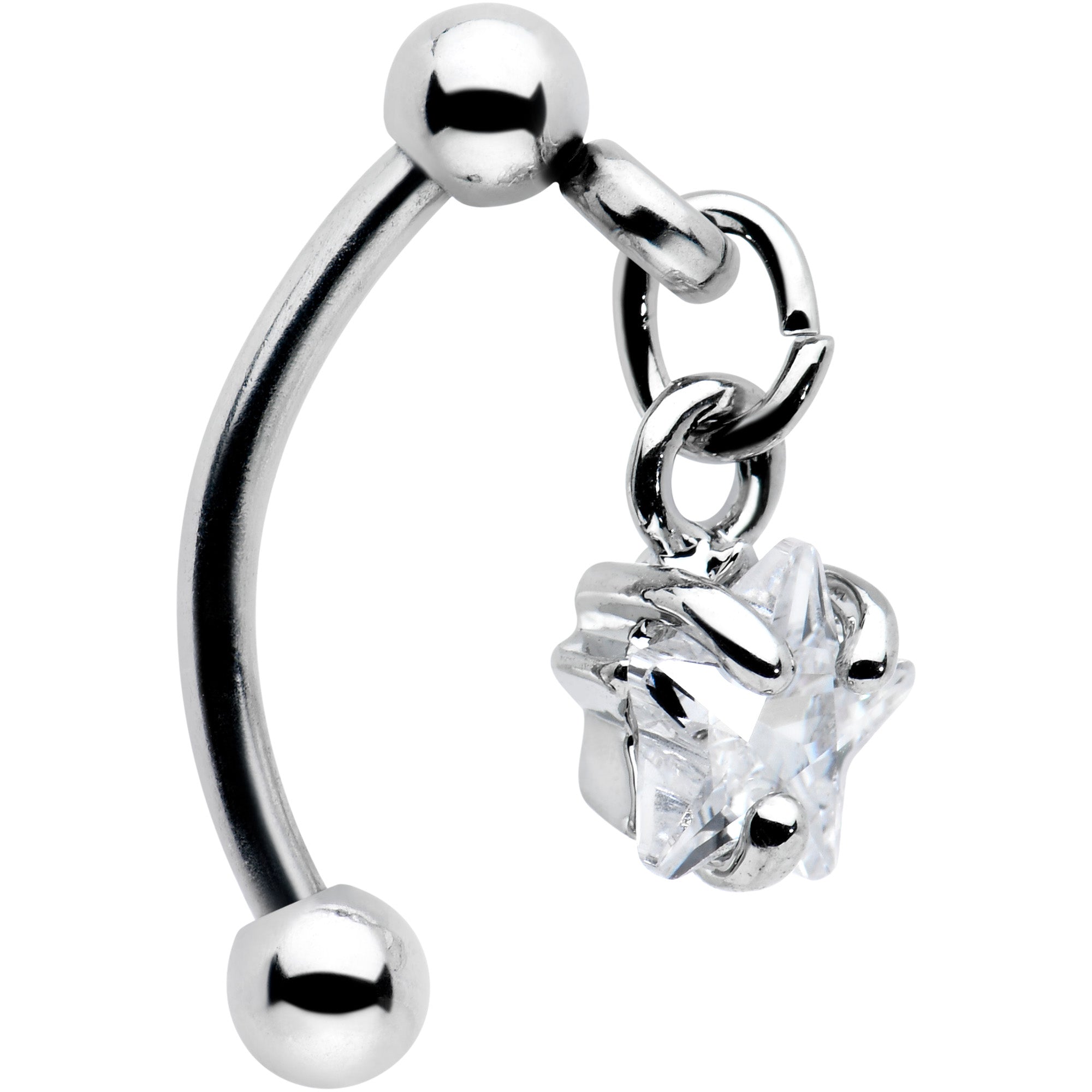 Top Down Clear Gem Dangle Star Eyebrow Ring