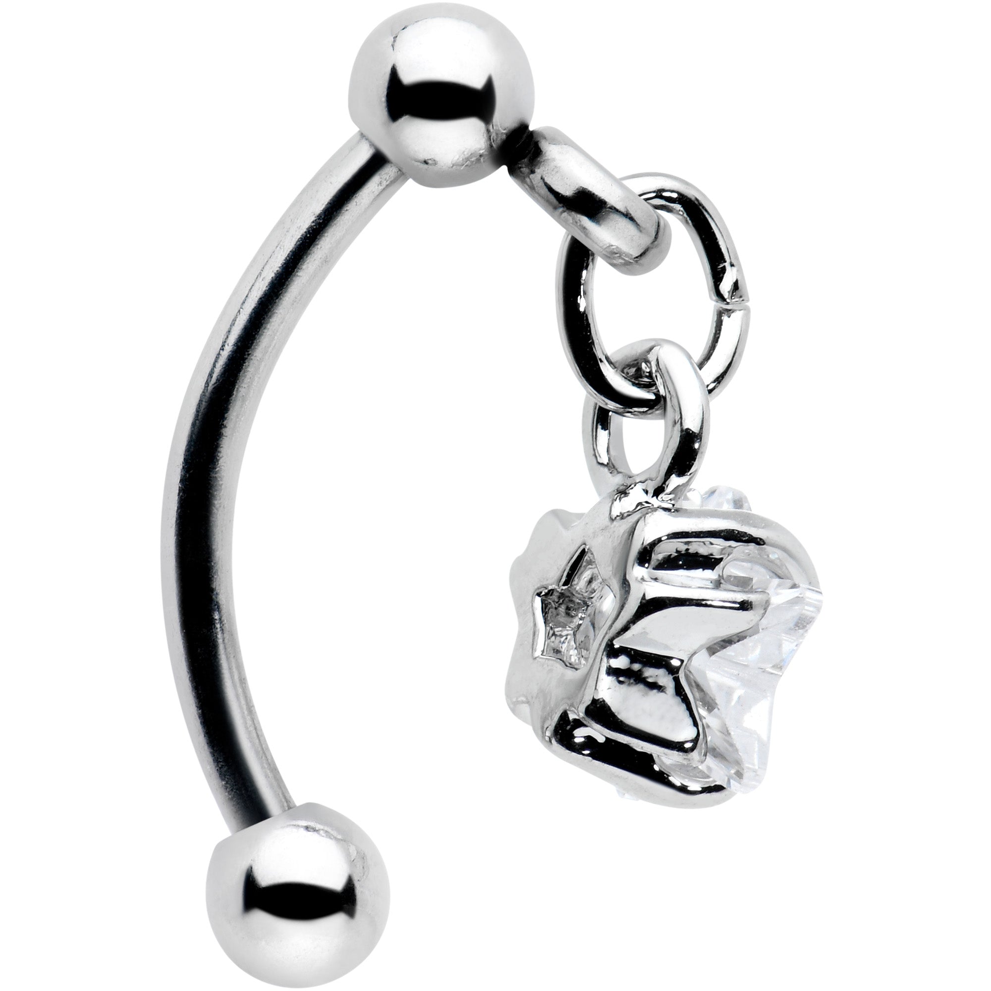 Top Down Clear Gem Dangle Star Eyebrow Ring