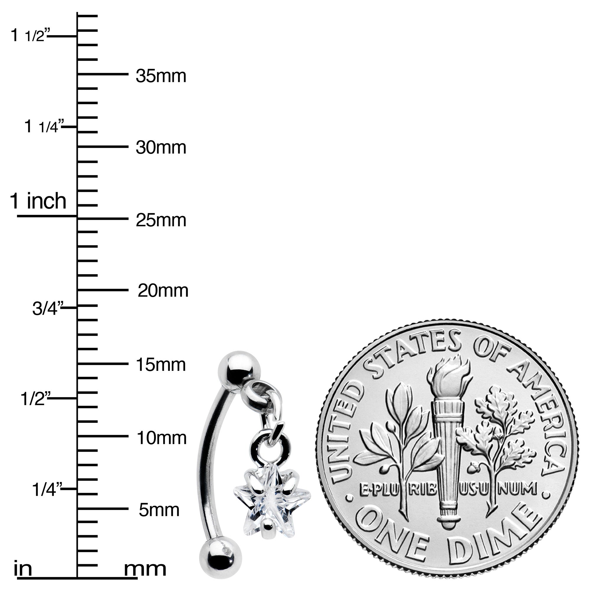 Top Down Clear Gem Dangle Star Eyebrow Ring