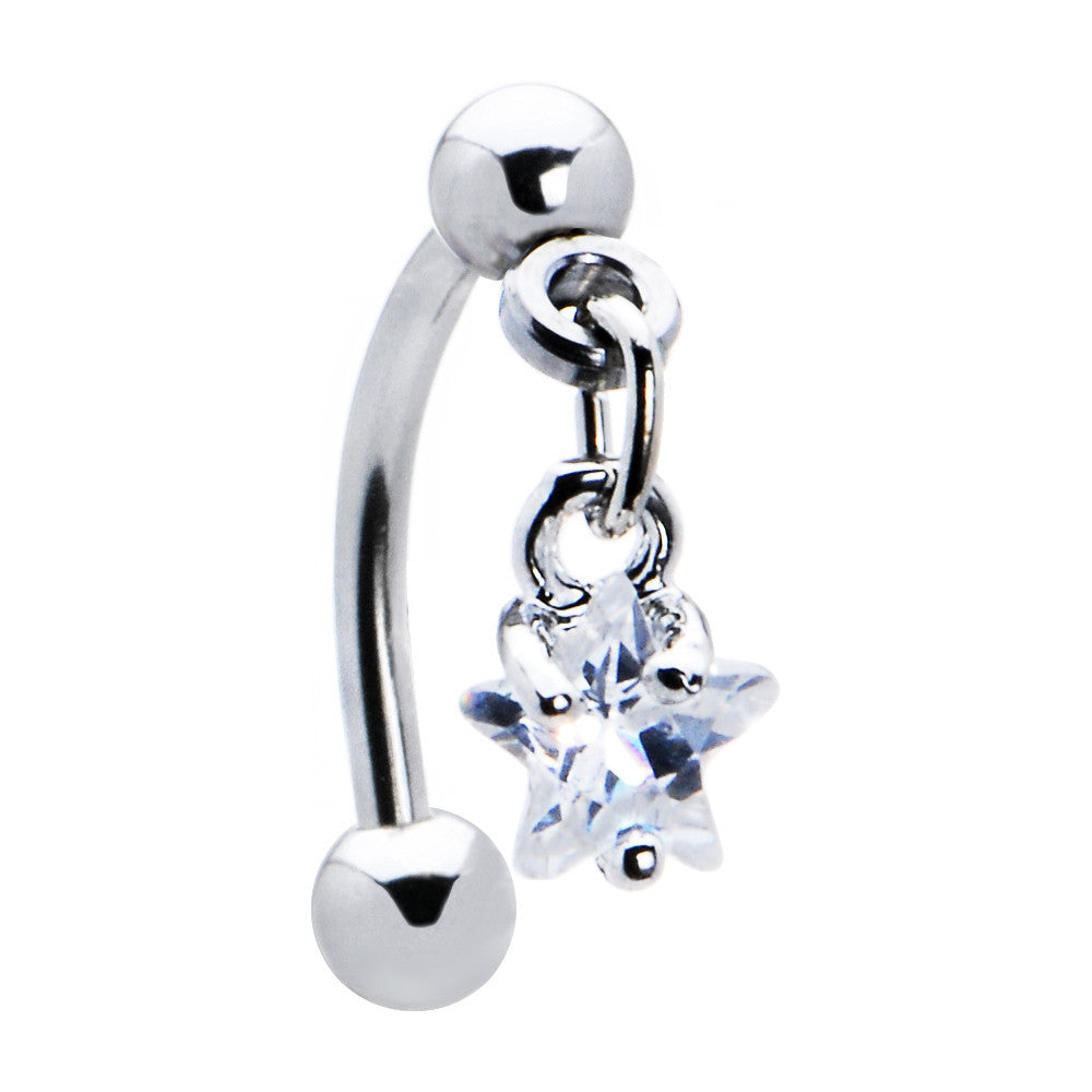 Top Down Clear Gem Dangle Star Eyebrow Ring