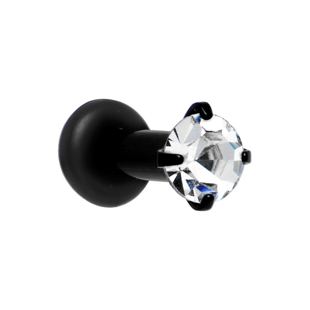 10G Black Clear Cubic Zirconia Plug