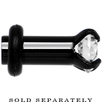 8G Black Clear Cubic Zirconia Plug