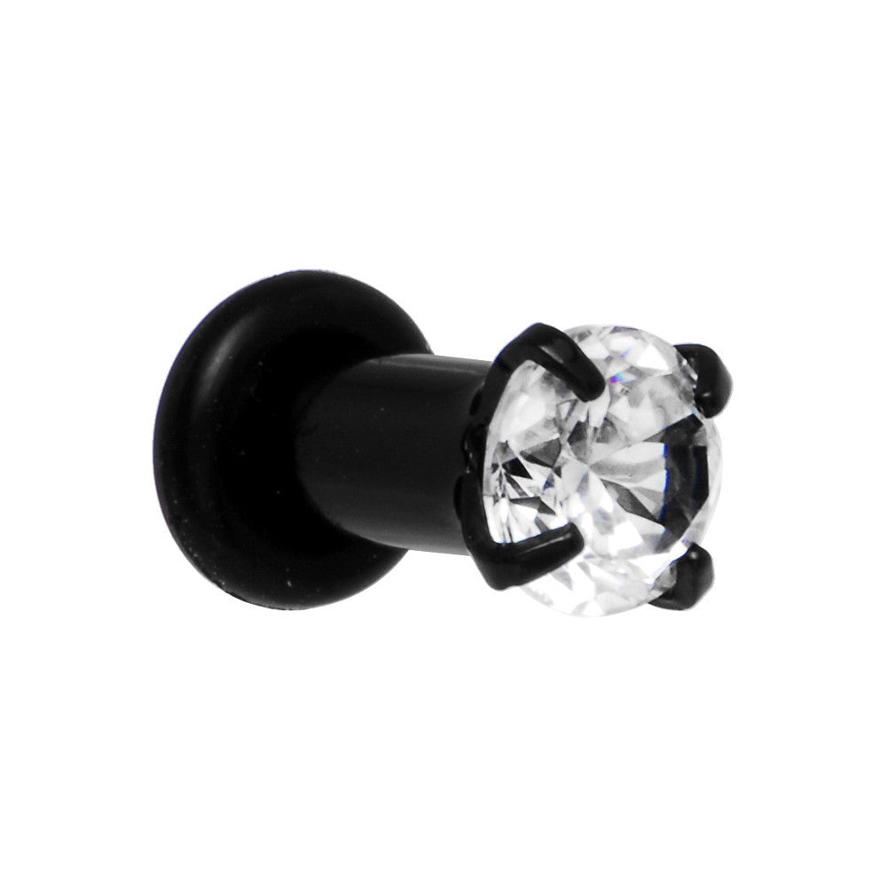 8G Black Clear Cubic Zirconia Plug