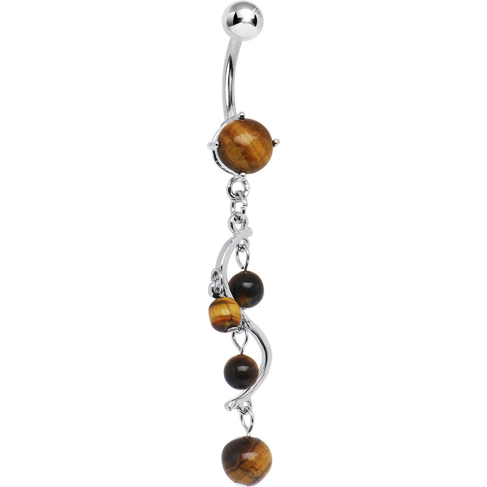 Semi Precious Tiger Eye Stone Vine Dangle Belly Ring