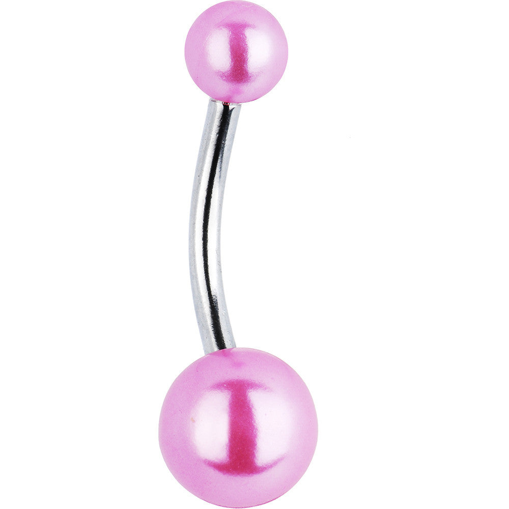 Pink Faux Pearl Belly Ring