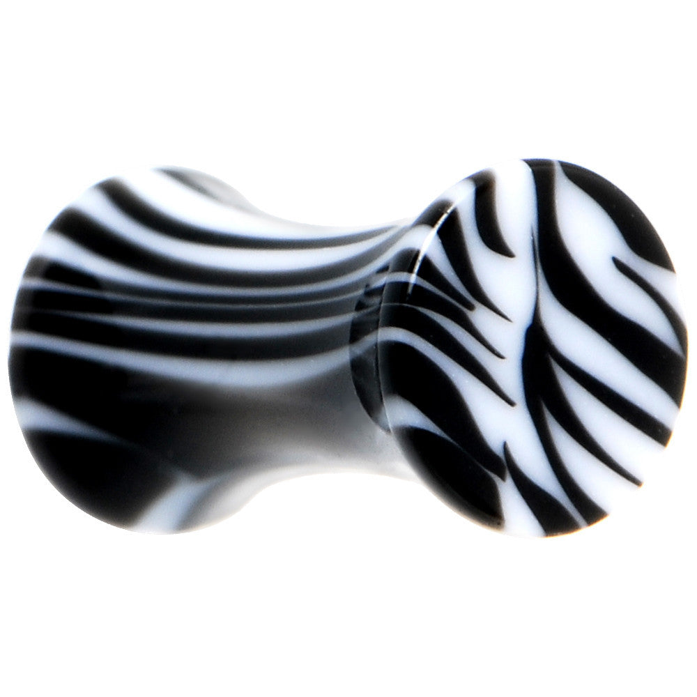 6G Black White Zebra Striped Saddle Plug
