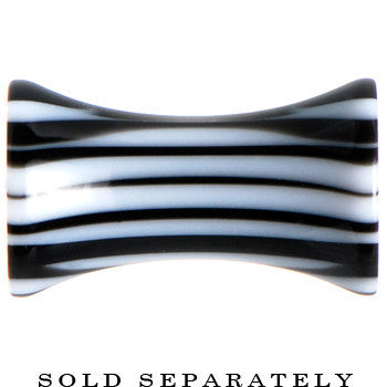 6G Black White Zebra Striped Saddle Plug