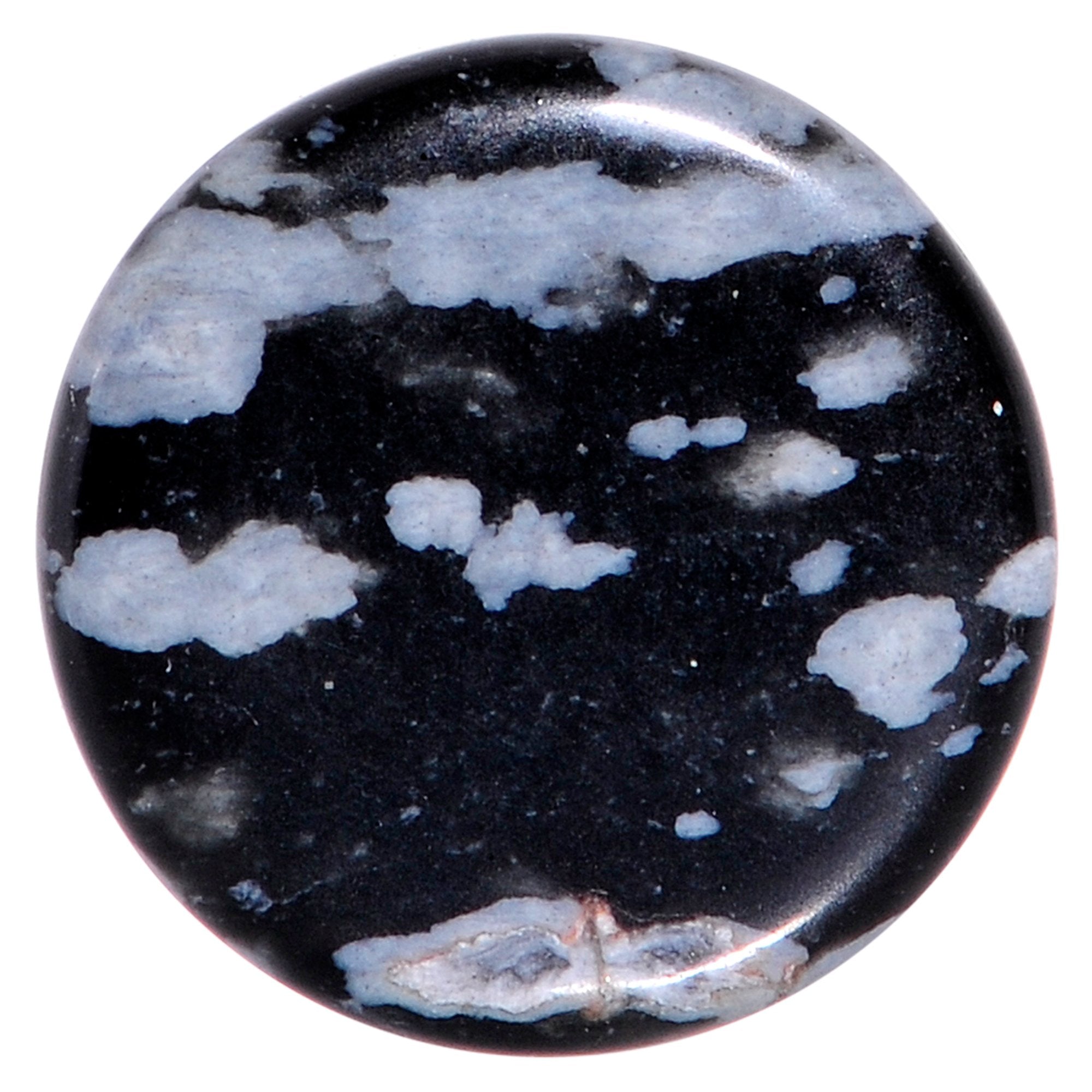 0G Obsidian Snowflake Natural Stone Saddle Plug Set