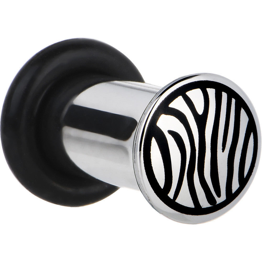 4G Stainless Steel Black Zebra Striped Plug